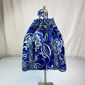 Capri 💙 | Vera Bradley Mediterranean Blue Drawstring Backpack Coastal Quilted